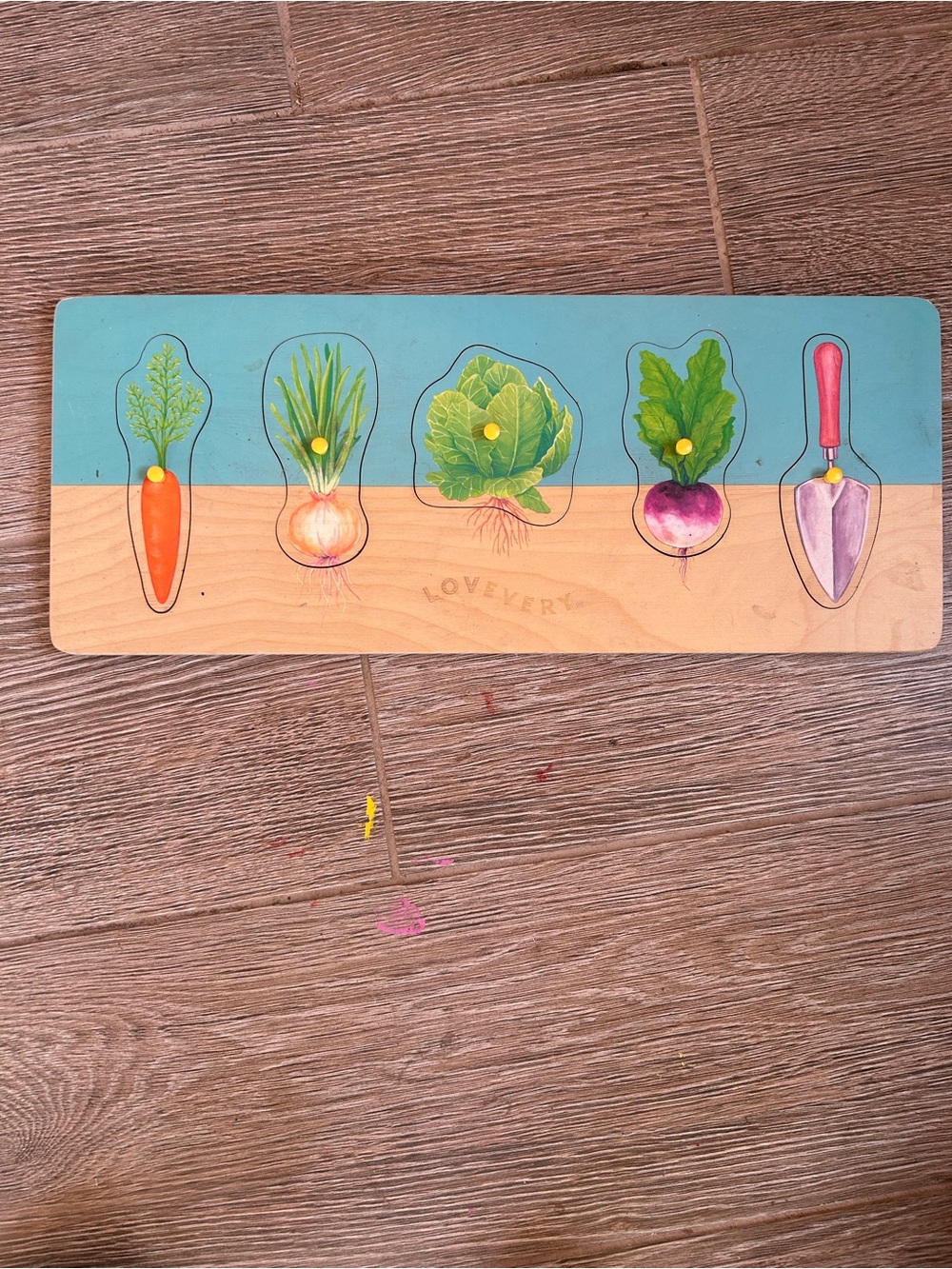 Lovekids Wooden Garden Peg Puzzle - Blue and Natural